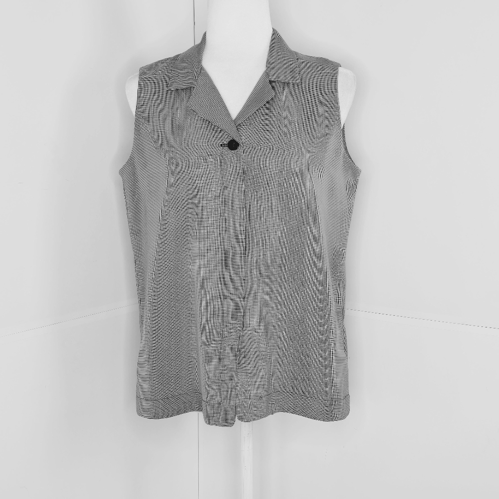 Pendleton Euc Black And White Houndstooth Blouse … - image 1